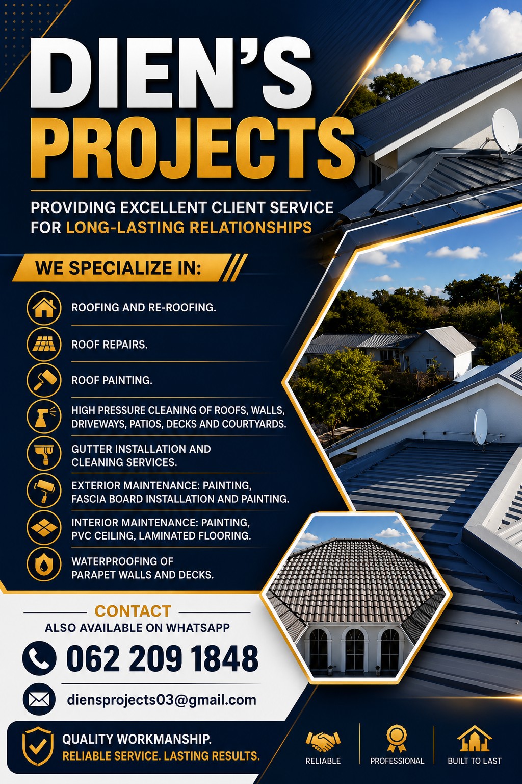 Diens Projects roofing and maintenance work